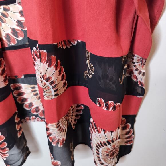 Chico's Faux Suede + Chiffon Print Ruana Wrap - Picture 7 of 12